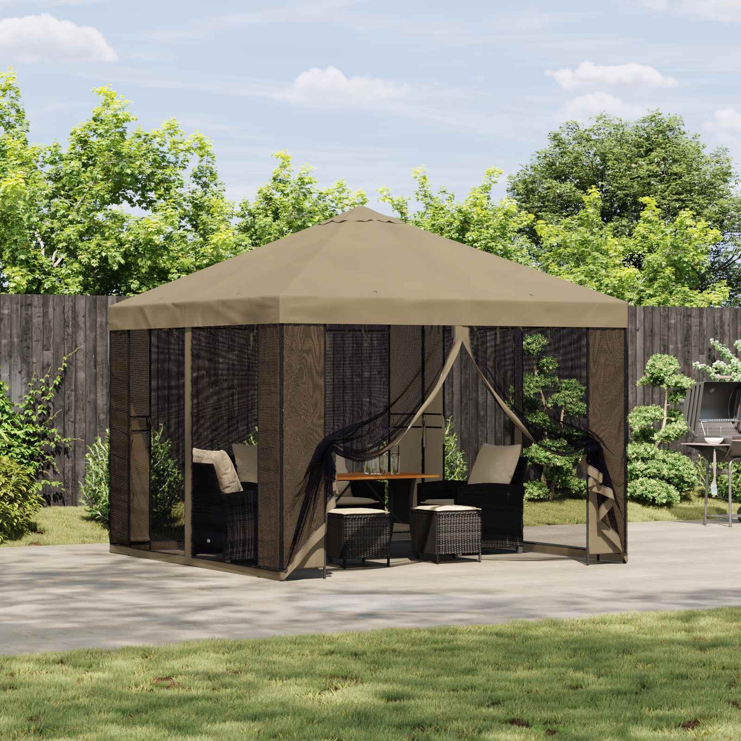 Garden Gazebo with Sidewalls 3 x 3 m Beige Polyester and Steel