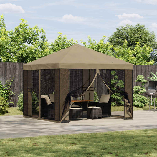 Garden Gazebo with Sidewalls 3 x 3 m Beige Polyester and Steel