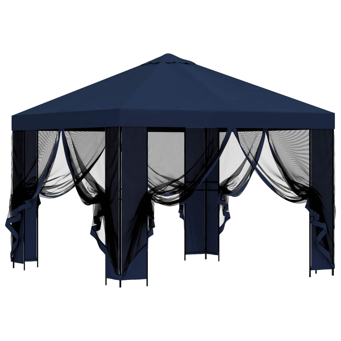 Garden Gazebo with Sidewalls 3 x 3 m Blue Polyester and Steel