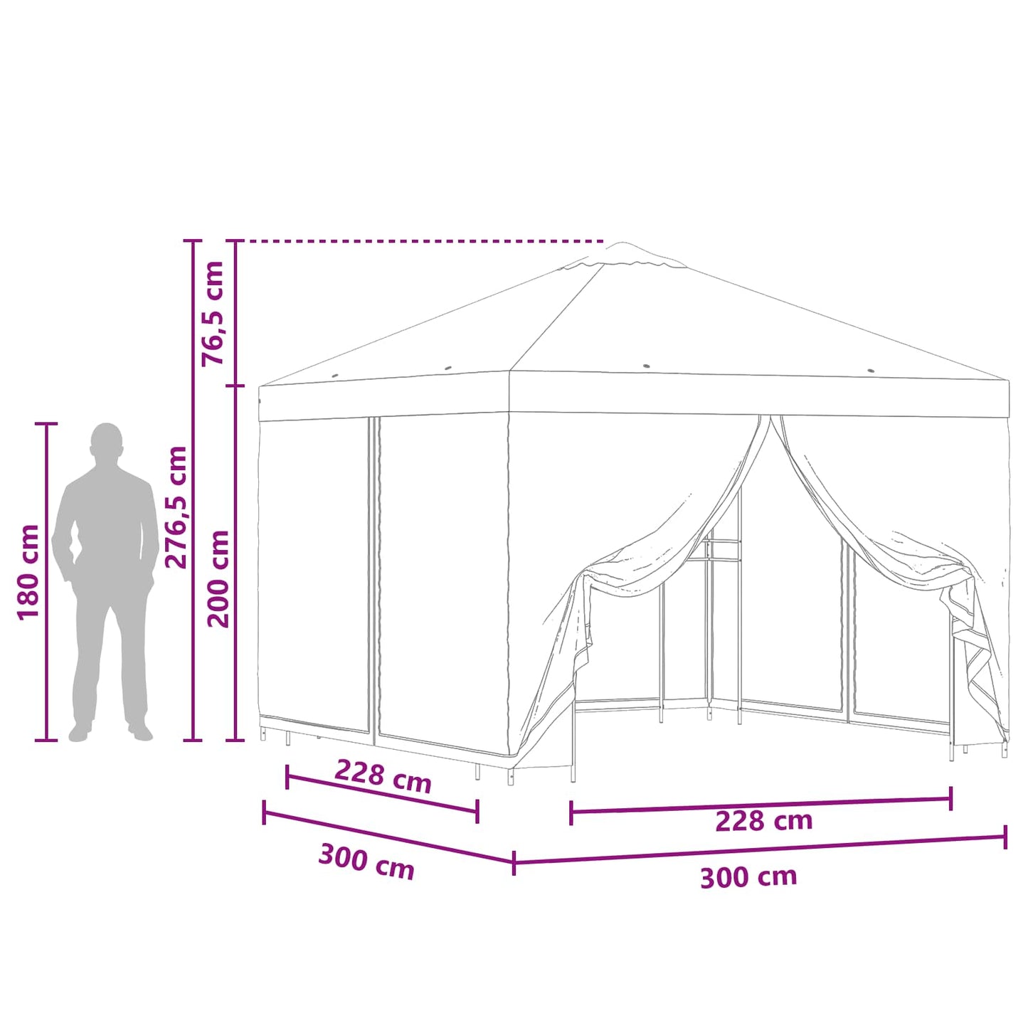 Garden Gazebo with Sidewalls 3 x 3 m Blue Polyester and Steel