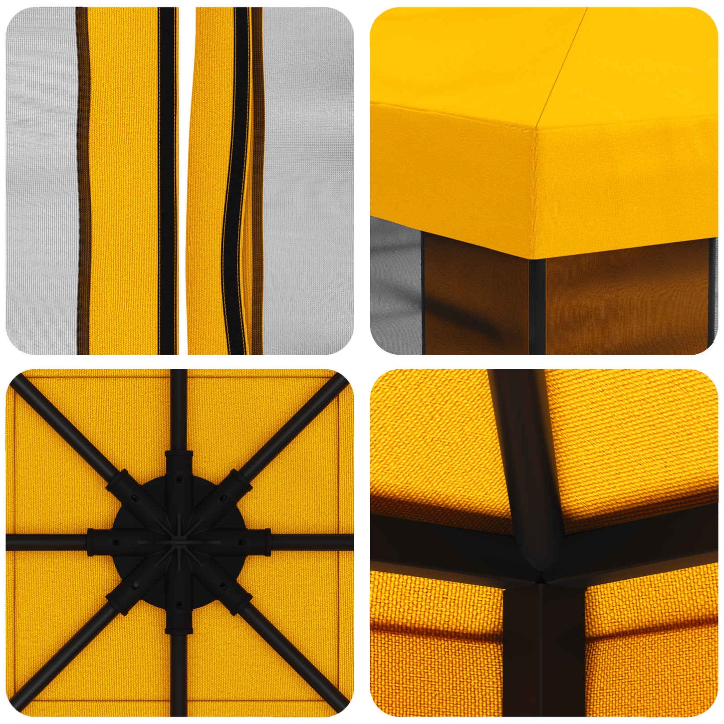 Garden Gazebo with Sidewalls 3 x 3 m Yellow Polyester and Steel