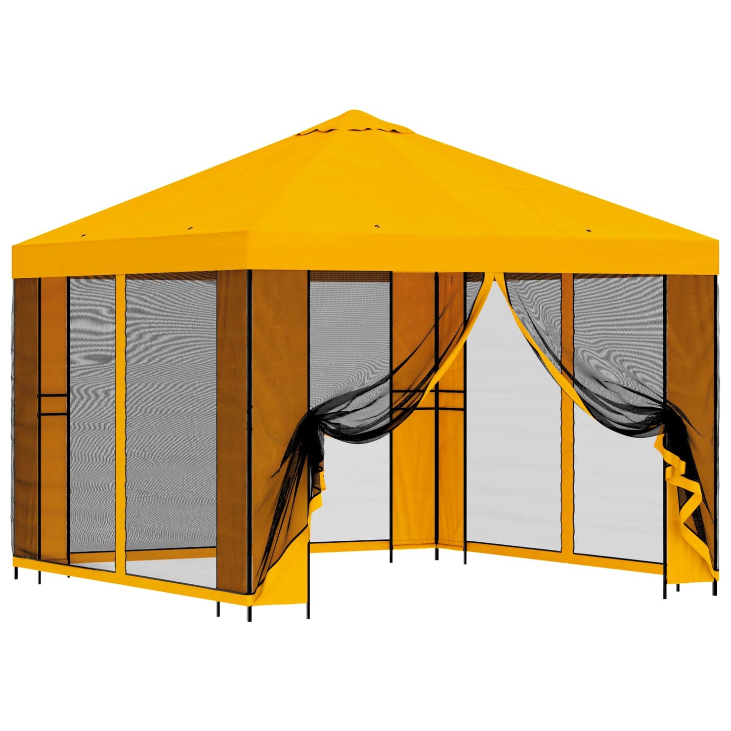 Garden Gazebo with Sidewalls 3 x 3 m Yellow Polyester and Steel