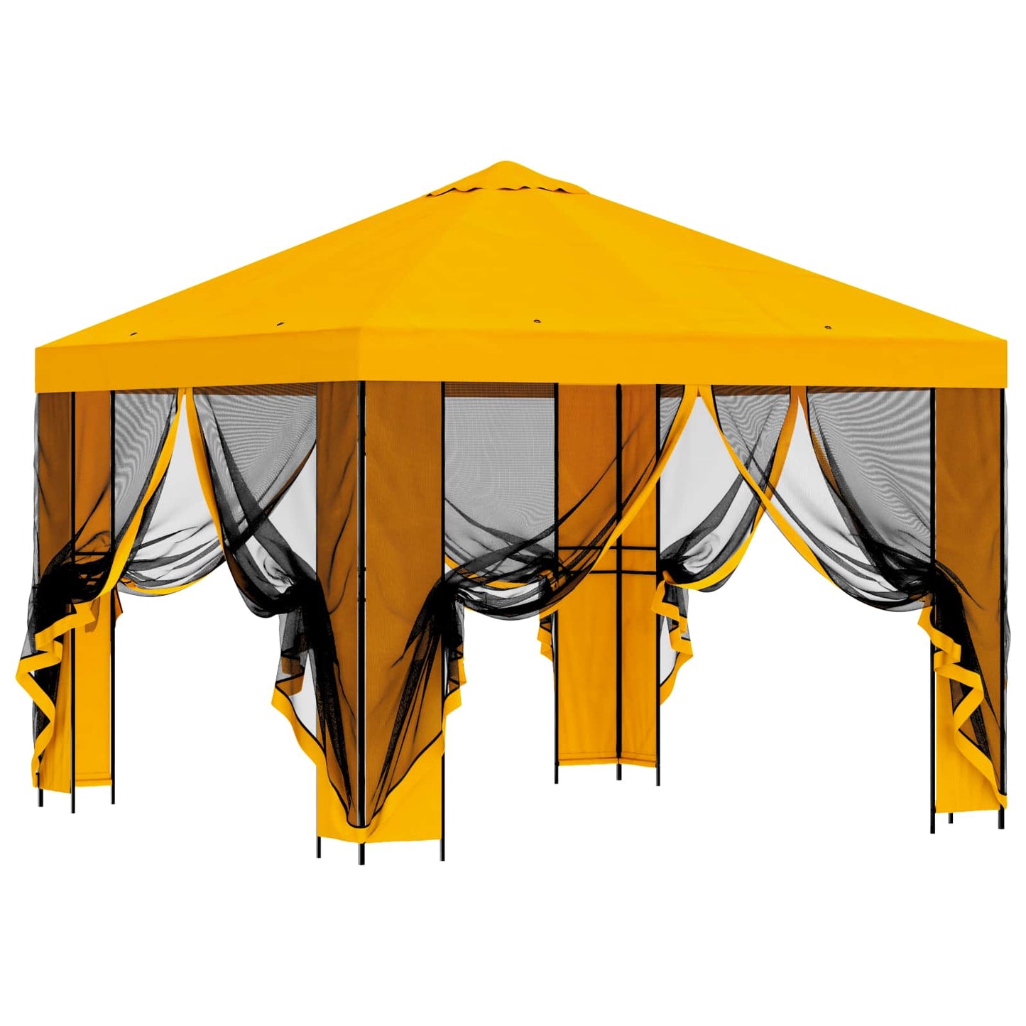 Garden Gazebo with Sidewalls 3 x 3 m Yellow Polyester and Steel