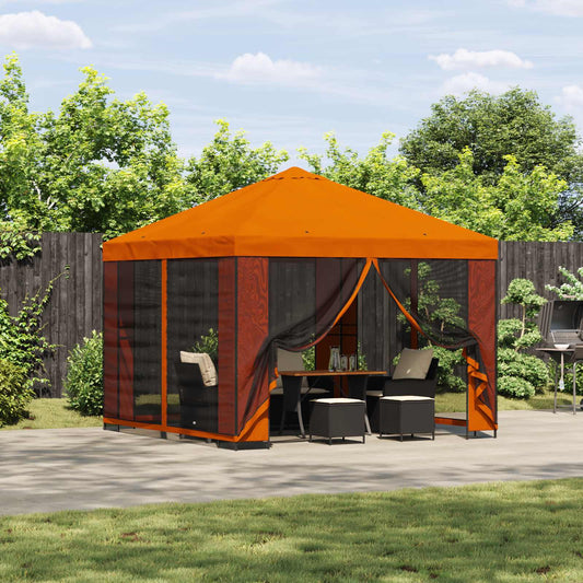 Garden Gazebo with Sidewalls 3 x 3 m Orange Polyester and Steel