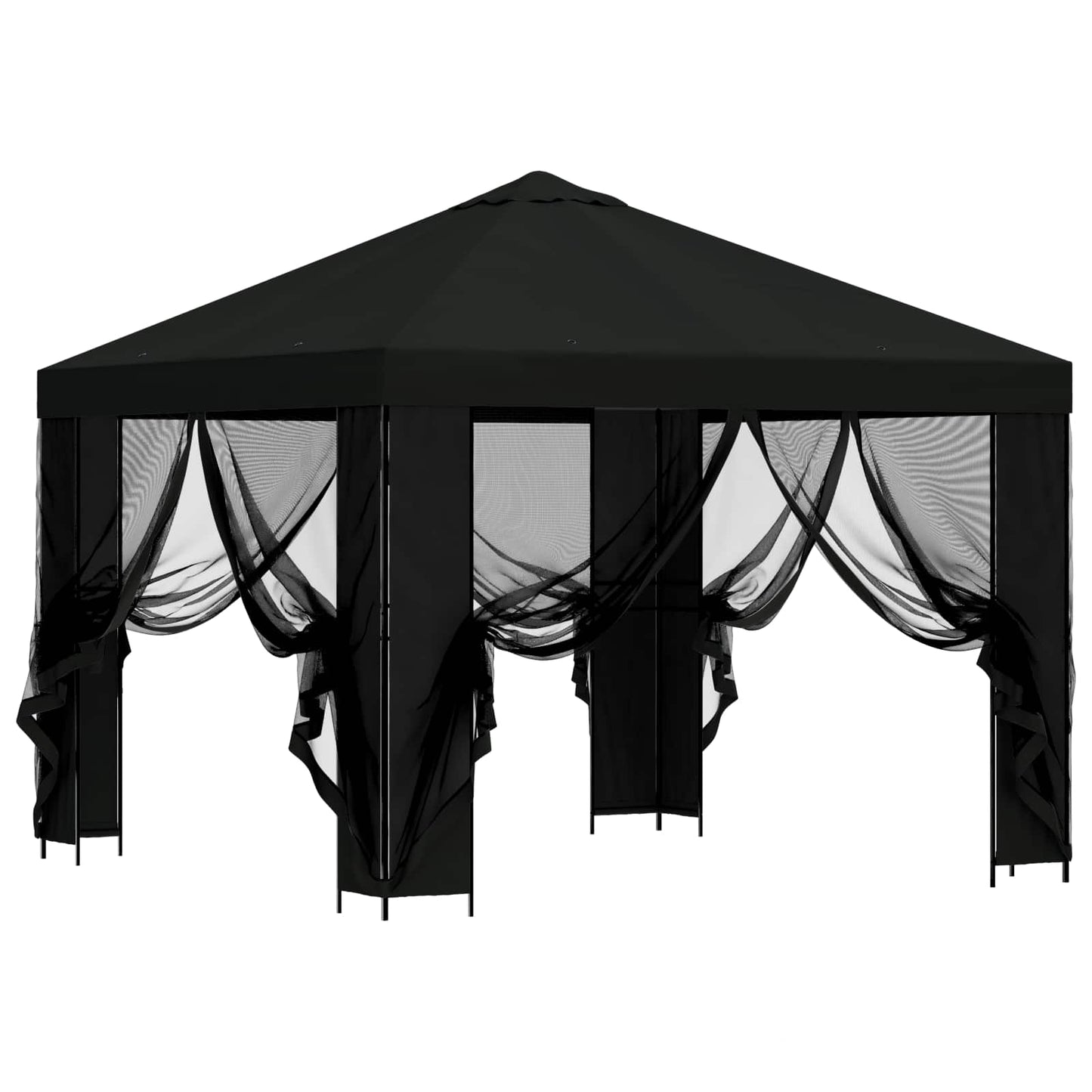Garden Gazebo with Sidewalls 3 x 3 m Black Polyester and Steel