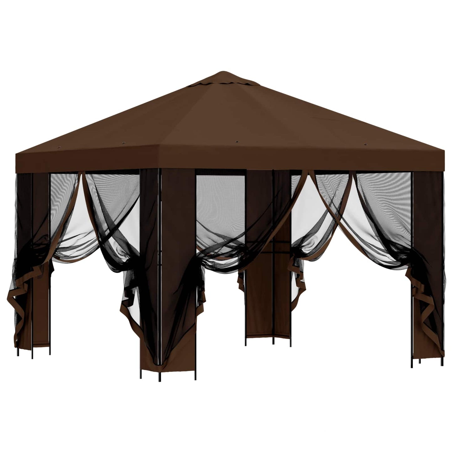 Garden Gazebo with Sidewalls 3 x 3 m Brown Polyester and Steel