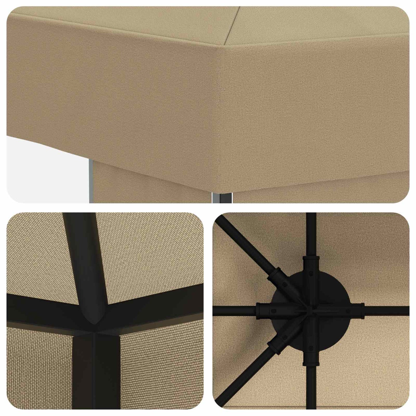 Gazebo 4 x 3 m Beige Polyester and Steel 190 gsm