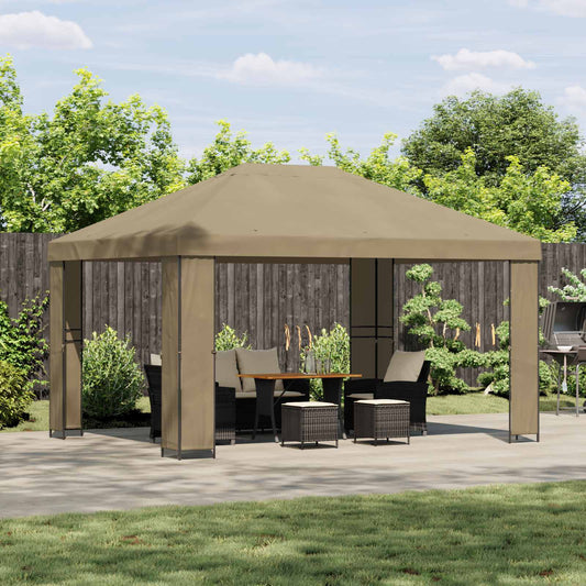 Gazebo 4 x 3 m Beige Polyester and Steel 190 gsm