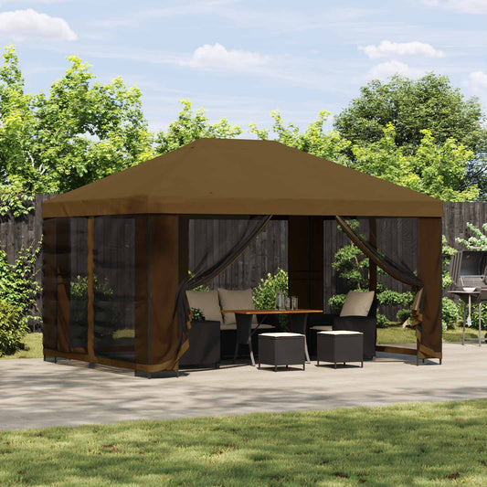 Gazebo 4 x 3 m Taupe Polyester and Steel 190 gsm