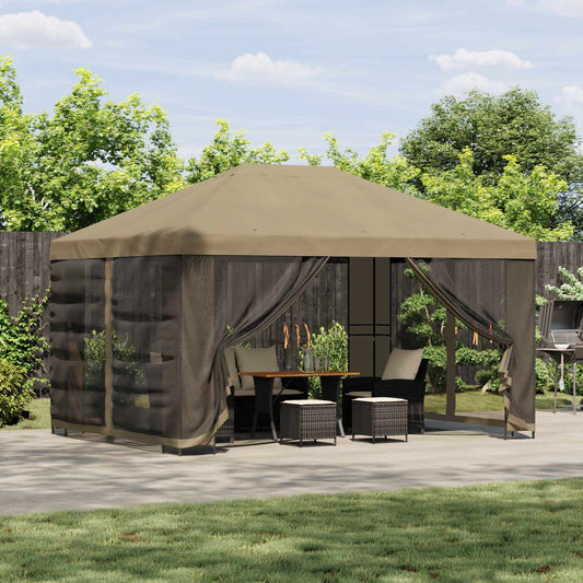 Garden Gazebo with Sidewalls 4 x 3 m Beige Polyester and Steel