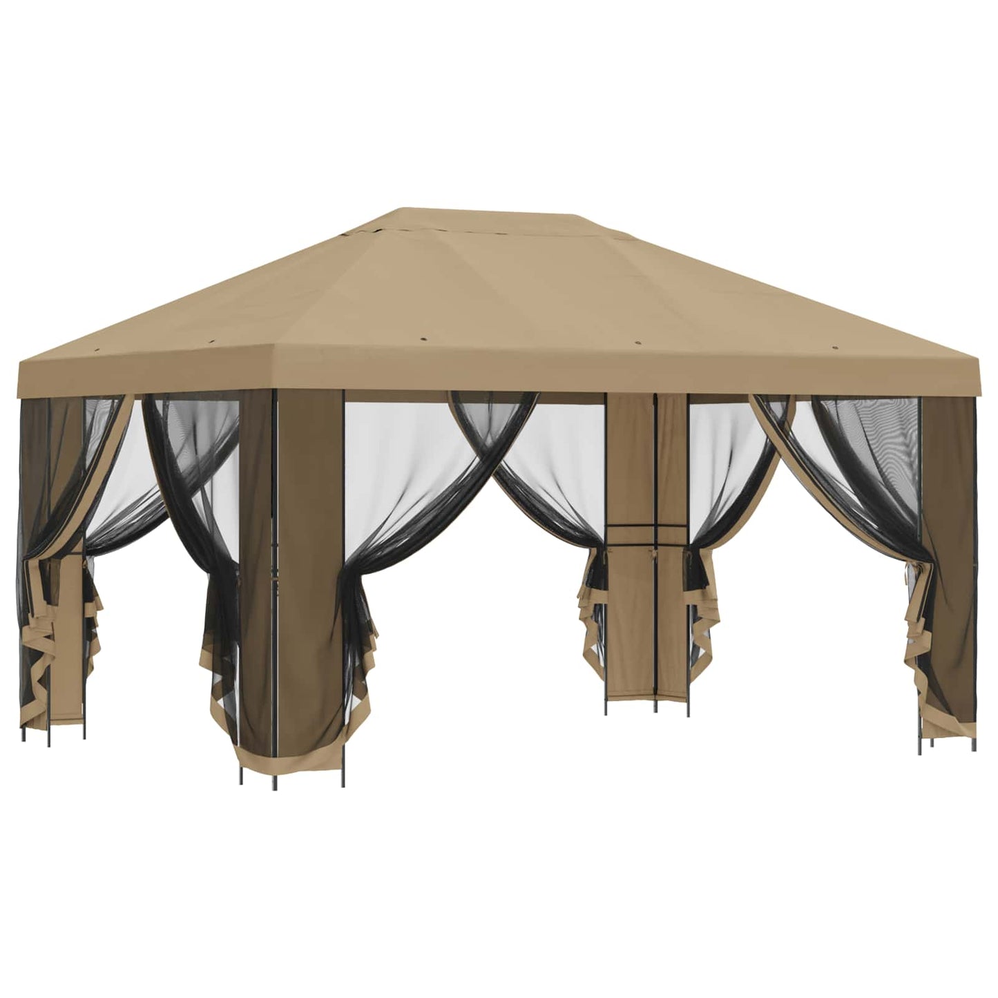 Garden Gazebo with Sidewalls 4 x 3 m Beige Polyester and Steel