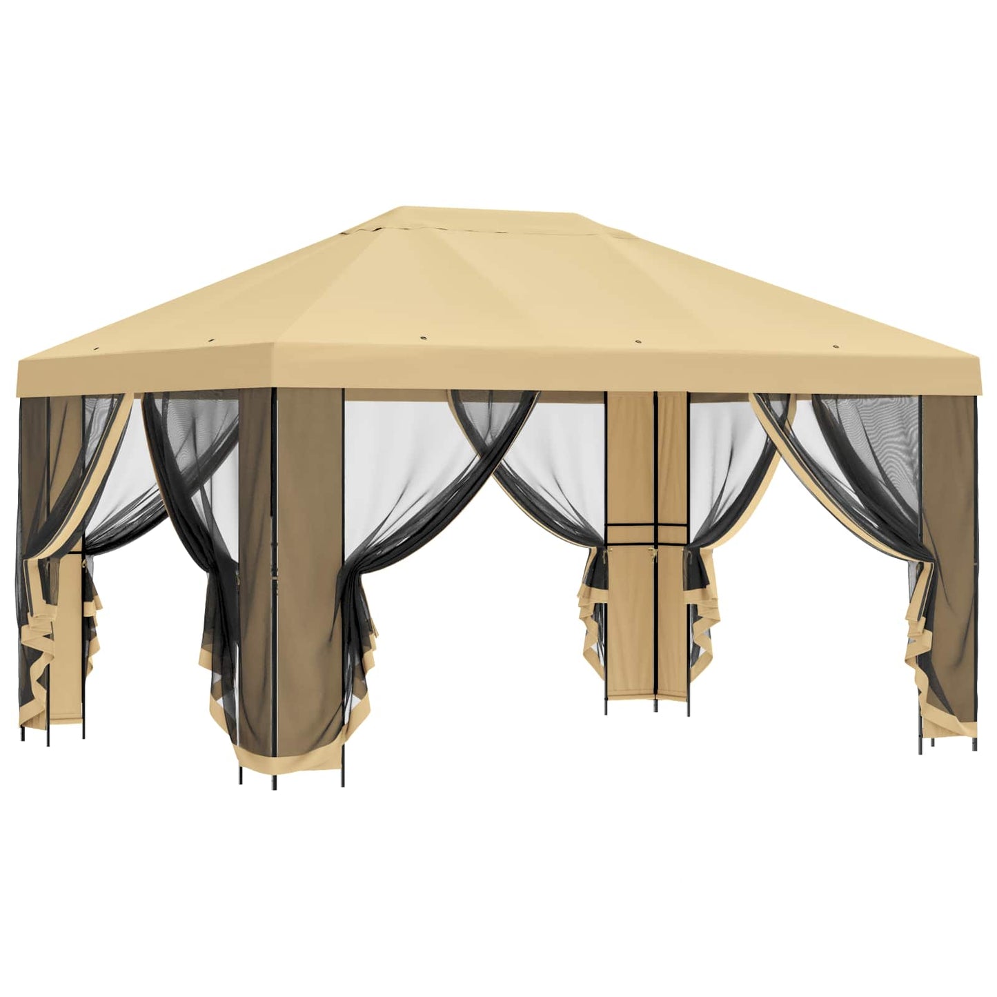 Garden Gazebo with Sidewalls 4 x 3 m Cream Polyester and Steel