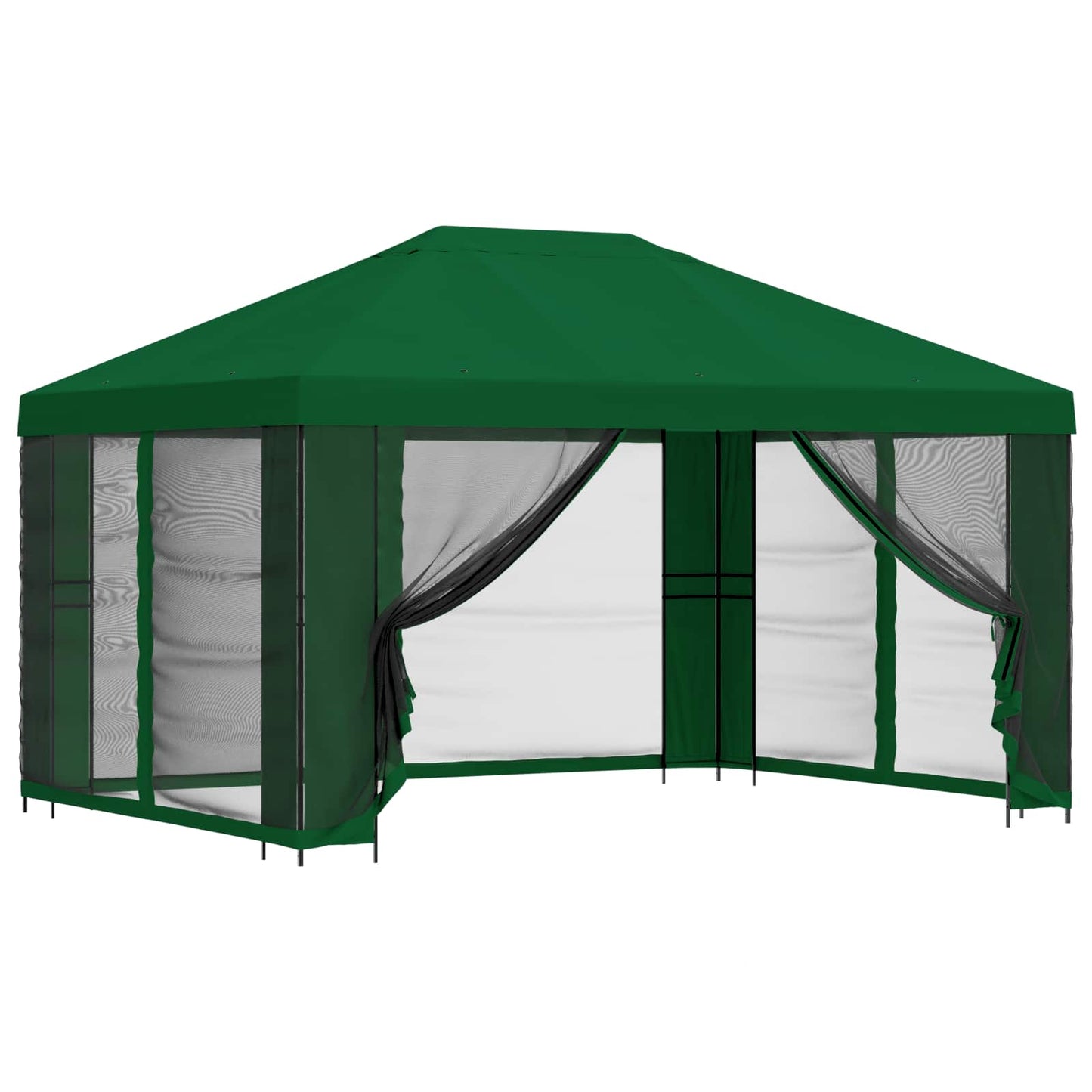 Garden Gazebo with Sidewalls 4 x 3 m Green Polyester and Steel