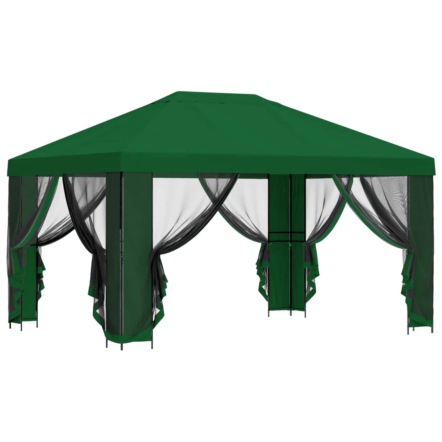 Garden Gazebo with Sidewalls 4 x 3 m Green Polyester and Steel
