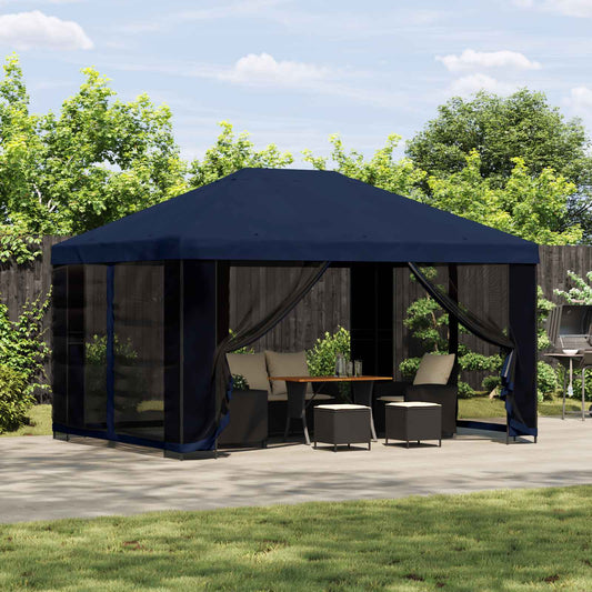 Garden Gazebo with Sidewalls 4 x 3 m Blue Polyester and Steel
