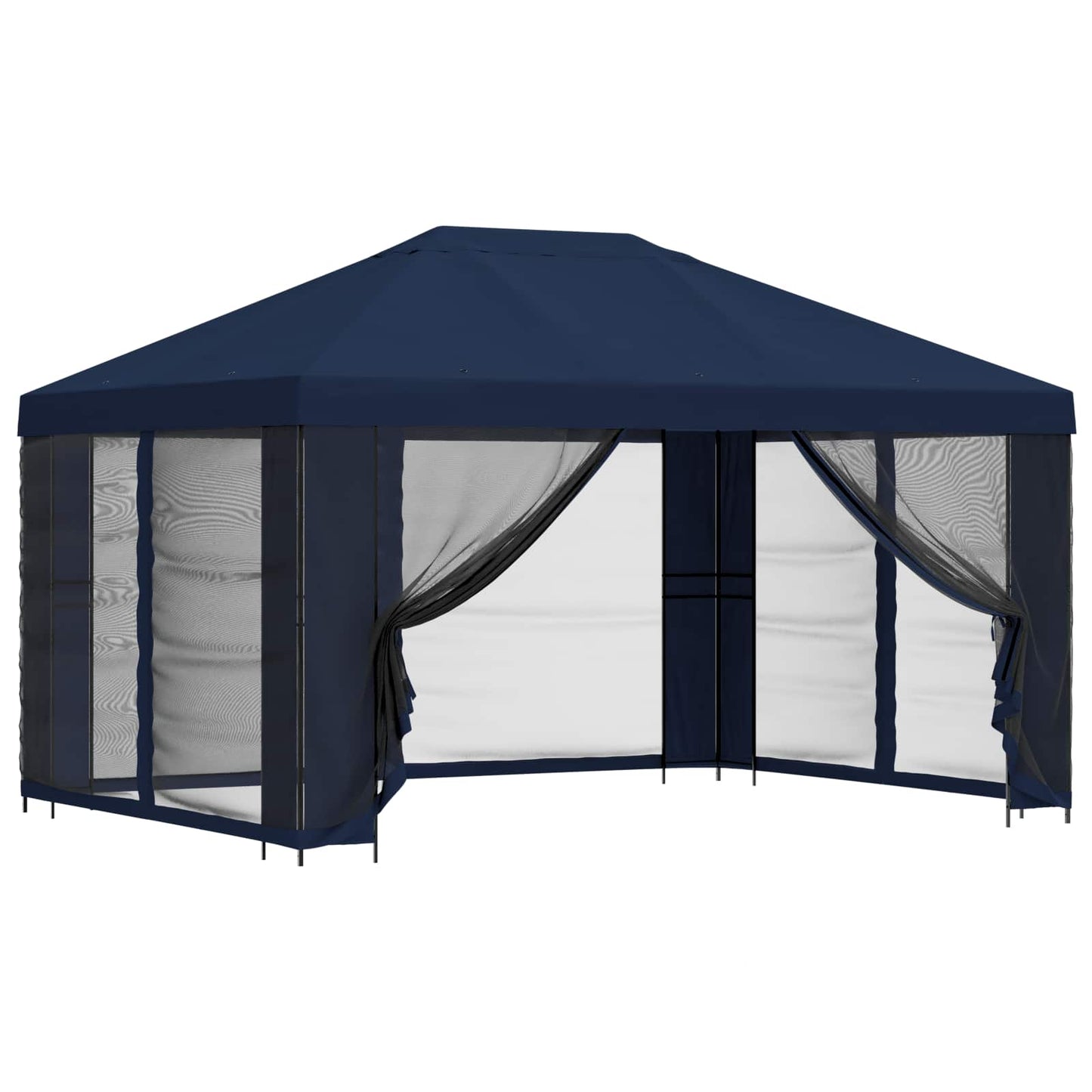 Garden Gazebo with Sidewalls 4 x 3 m Blue Polyester and Steel