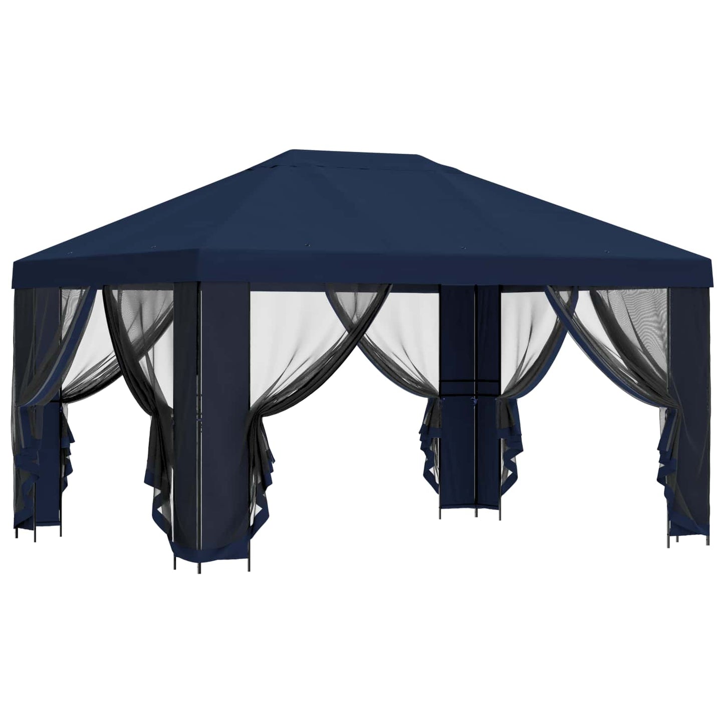 Garden Gazebo with Sidewalls 4 x 3 m Blue Polyester and Steel