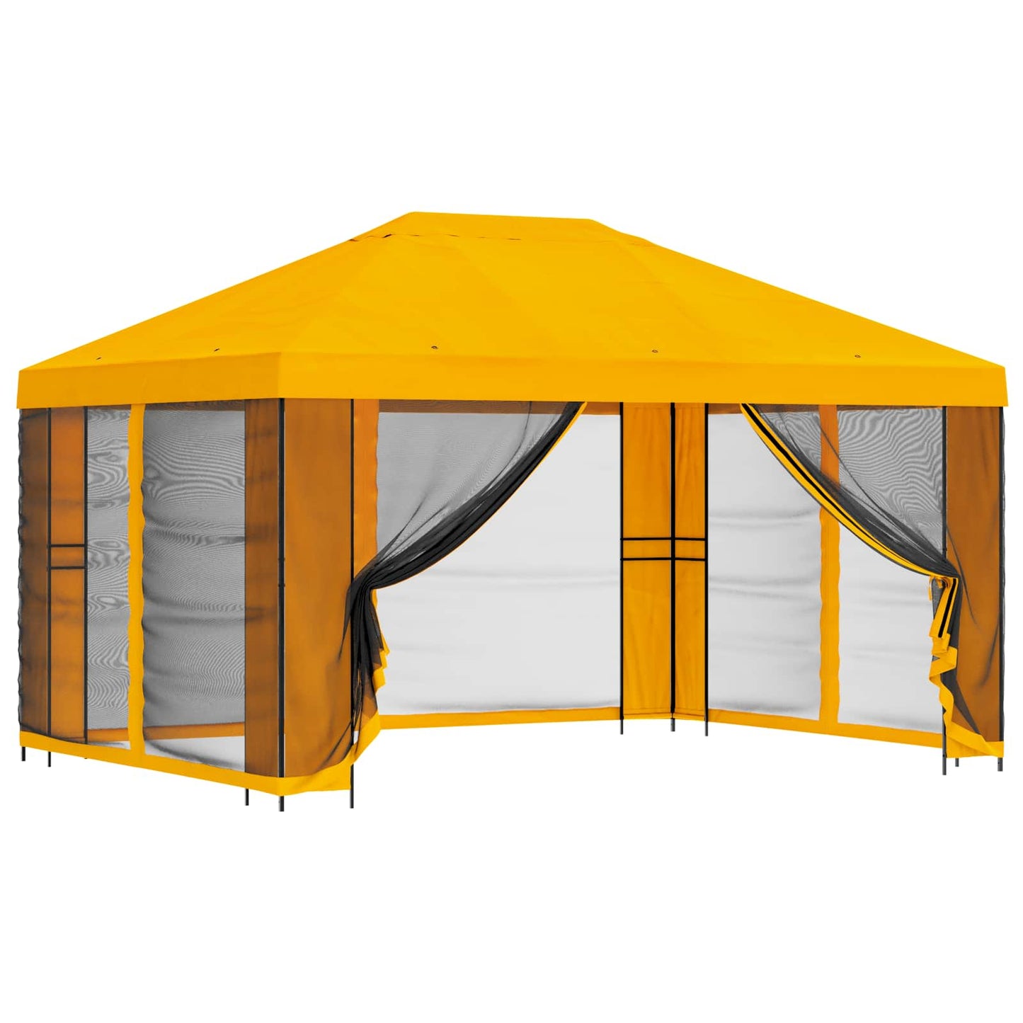 Garden Gazebo with Sidewalls 4 x 3 m Yellow Polyester and Steel
