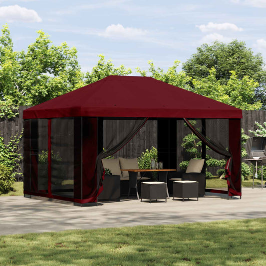 Garden Gazebo with Sidewalls 4 x 3 m Burgundy