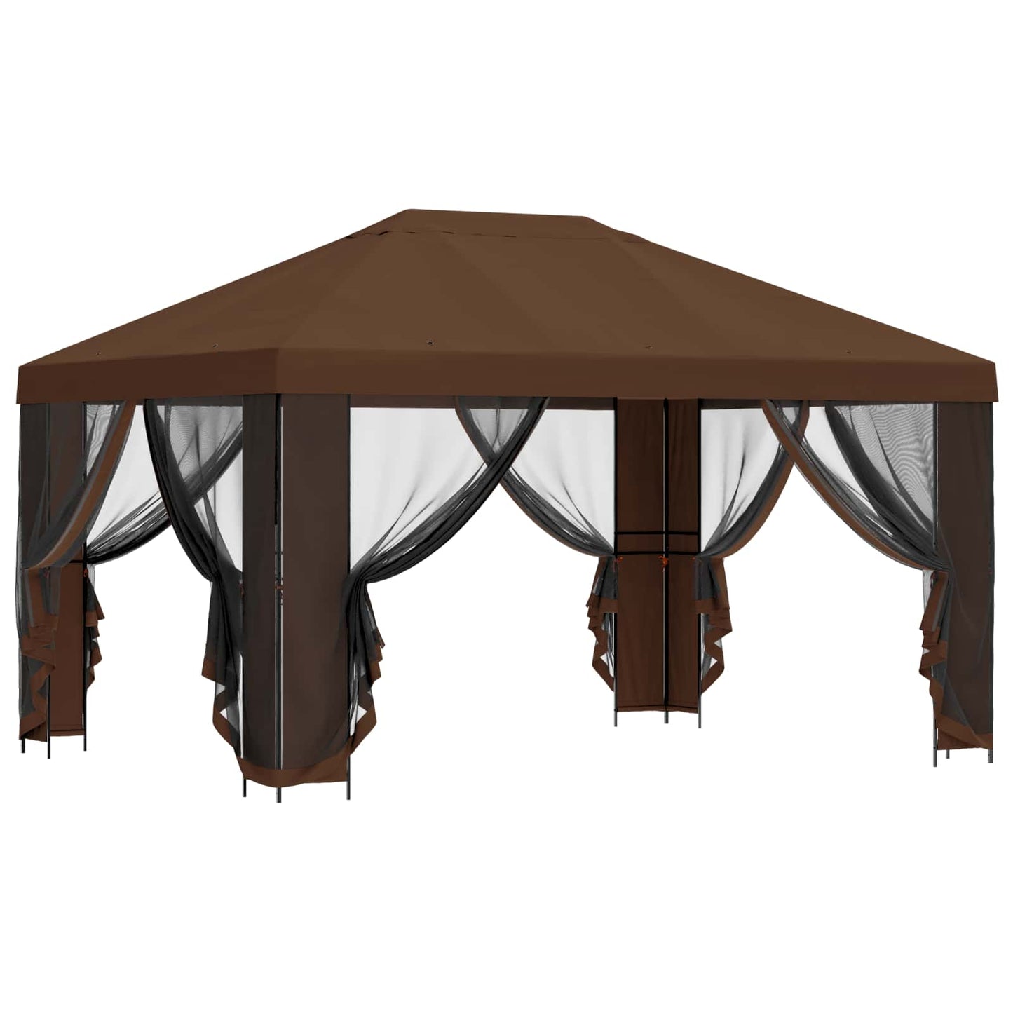 Garden Gazebo with Sidewalls 4 x 3 m Brown Polyester and Steel