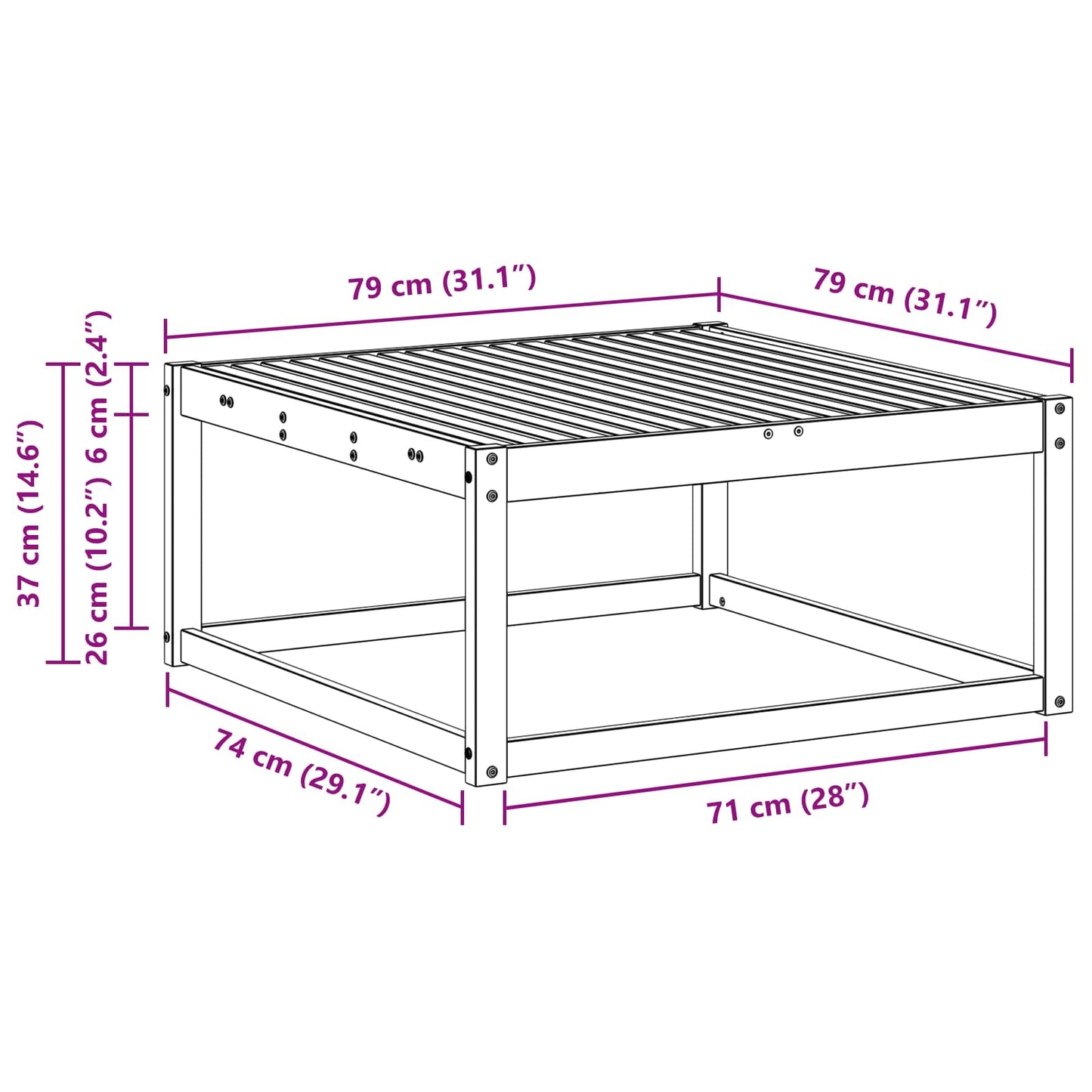 Outdoor Table Natural 79 x 79 x 37 cm
