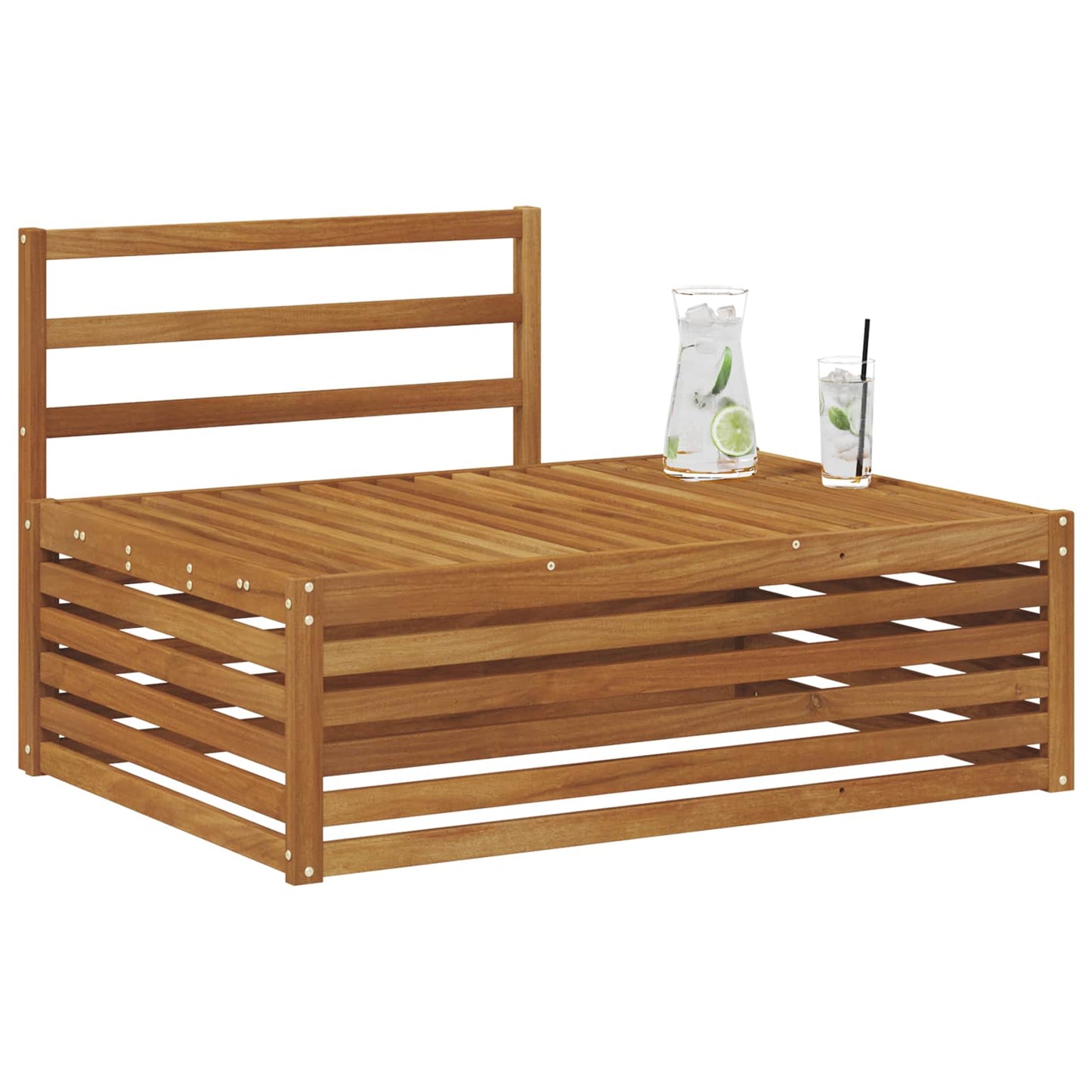Outdoor End sofa Natural 115 x 83 x 73 cm Solid Acacia Wood