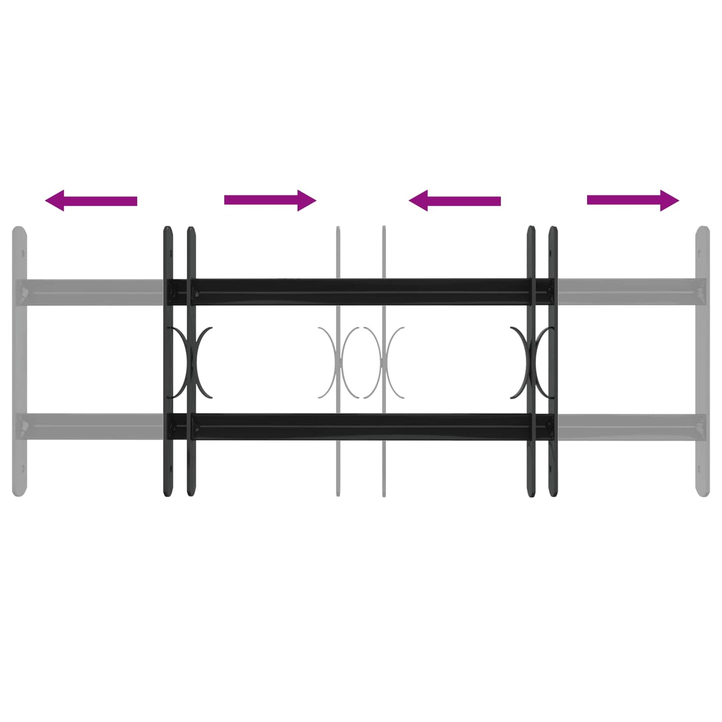 Window Grille 76 x 30 cm Powder-Coated Steel Black