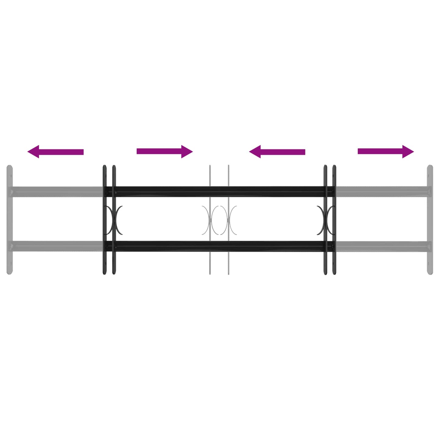 Window Grille 115 x 30 cm Powder-Coated Steel Black