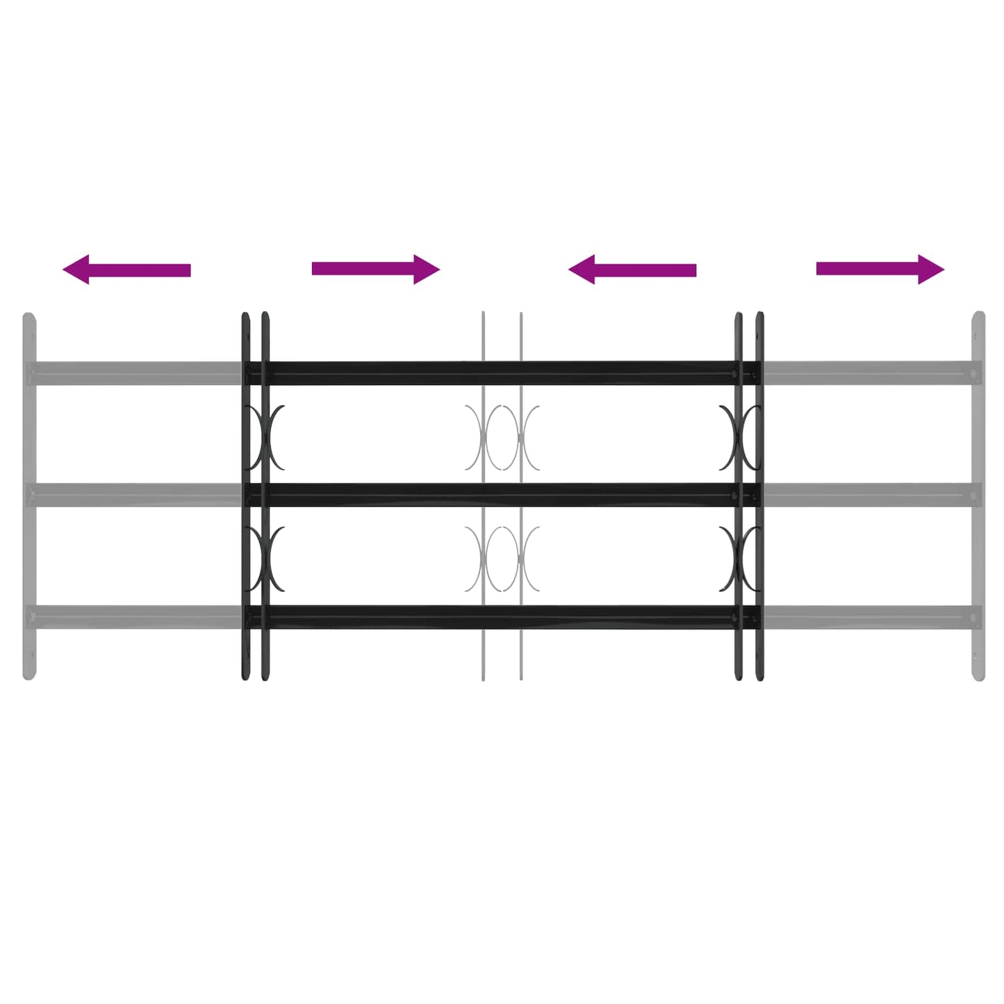 Window Grille 116 x 45 cm Powder-Coated Steel Black