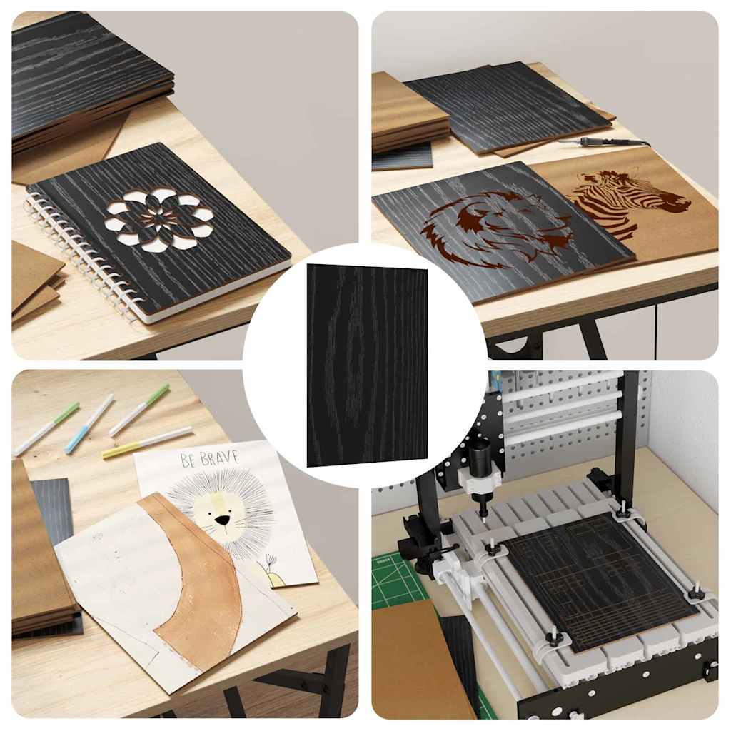 Decor Panels 50 pcs Black Oak 21 x 30 x 0.27 cm Engineered Wood