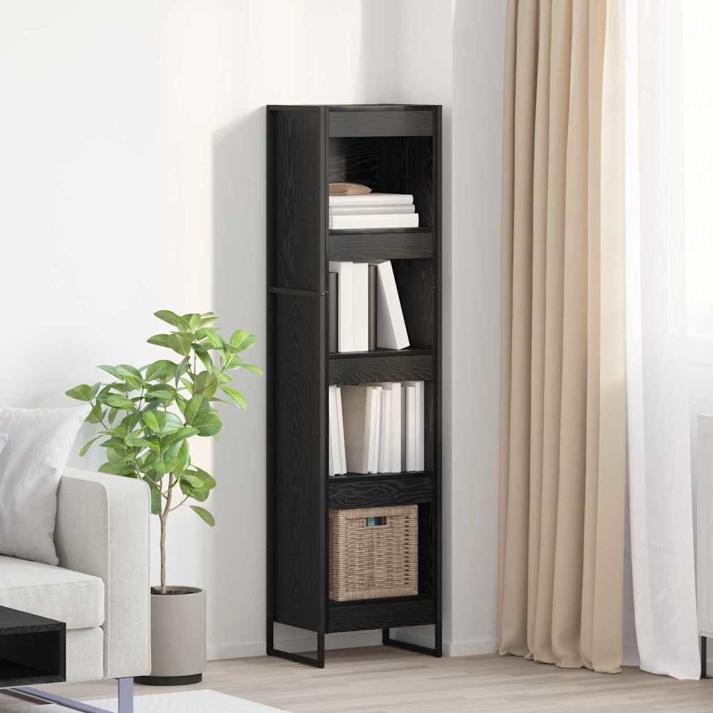 Book Cabinet Black Oak 40 x 30 x 155 cm Engineered Wood