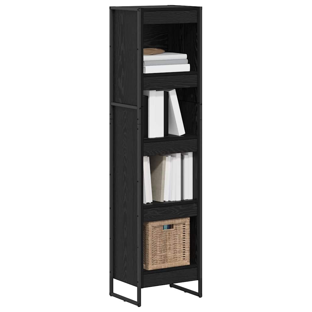 Book Cabinet Black Oak 40 x 30 x 155 cm Engineered Wood