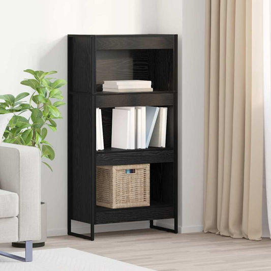 Book Cabinet Black Oak 60 x 30 x 121 cm Engineered Wood