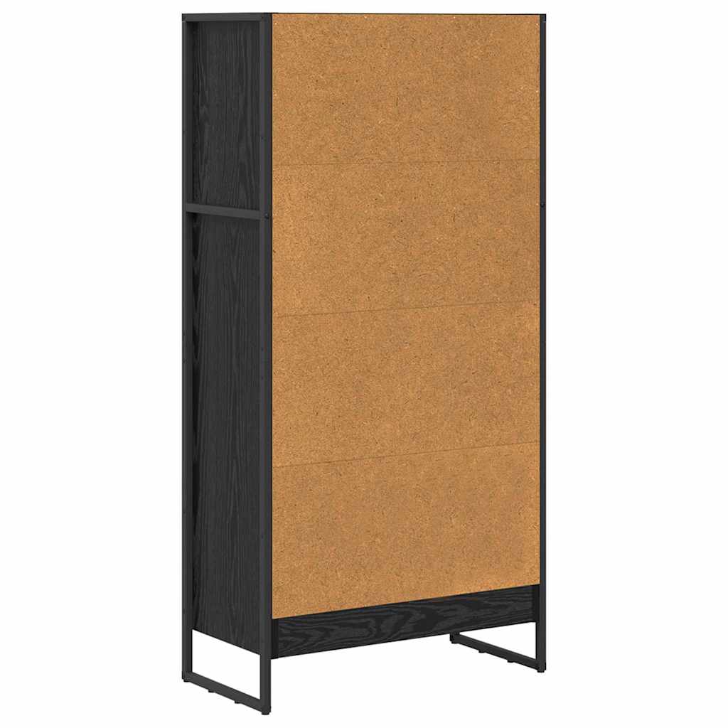 Book Cabinet Black Oak 60 x 30 x 121 cm Engineered Wood