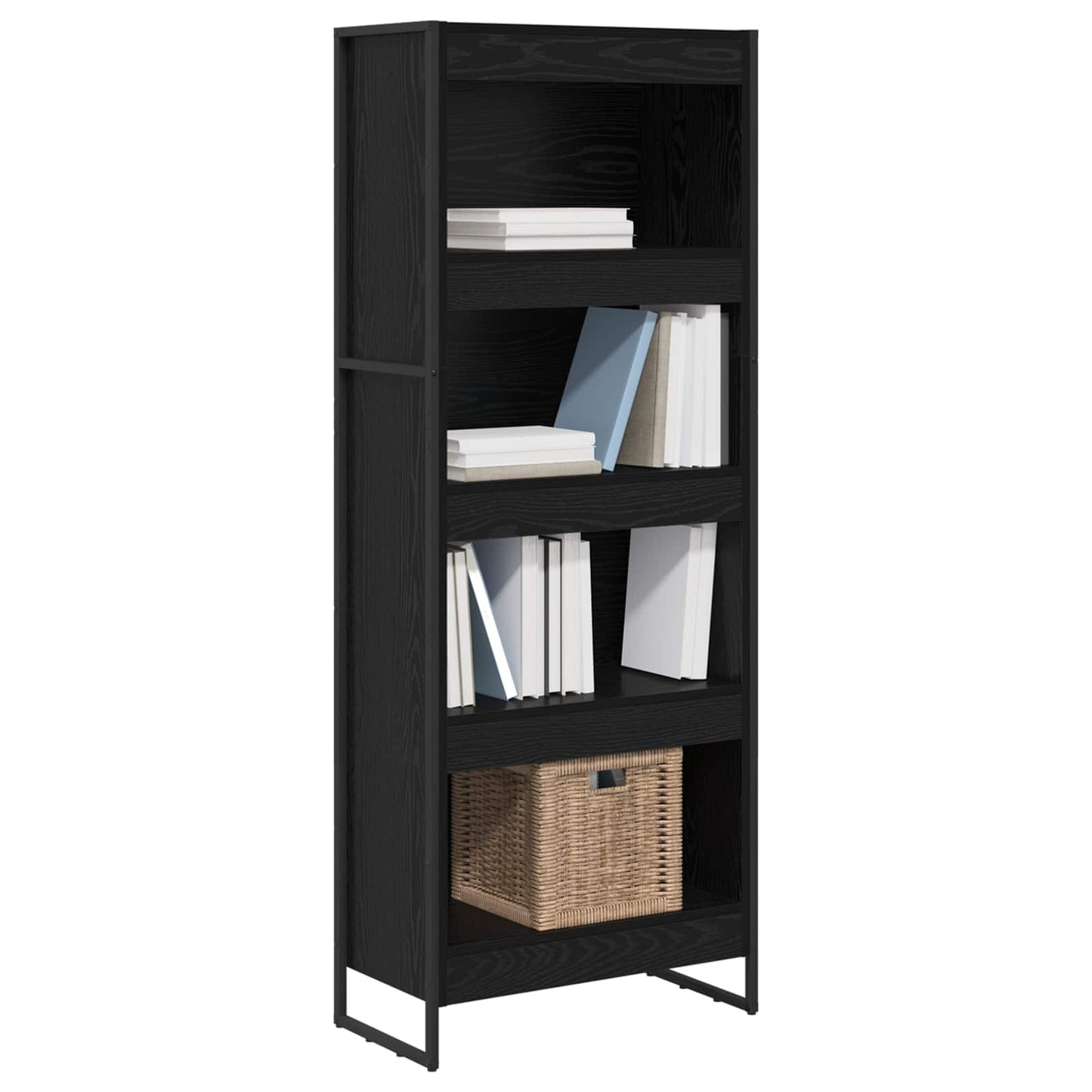 Book Cabinet Black Oak 60 x 30 x 155 cm Engineered Wood