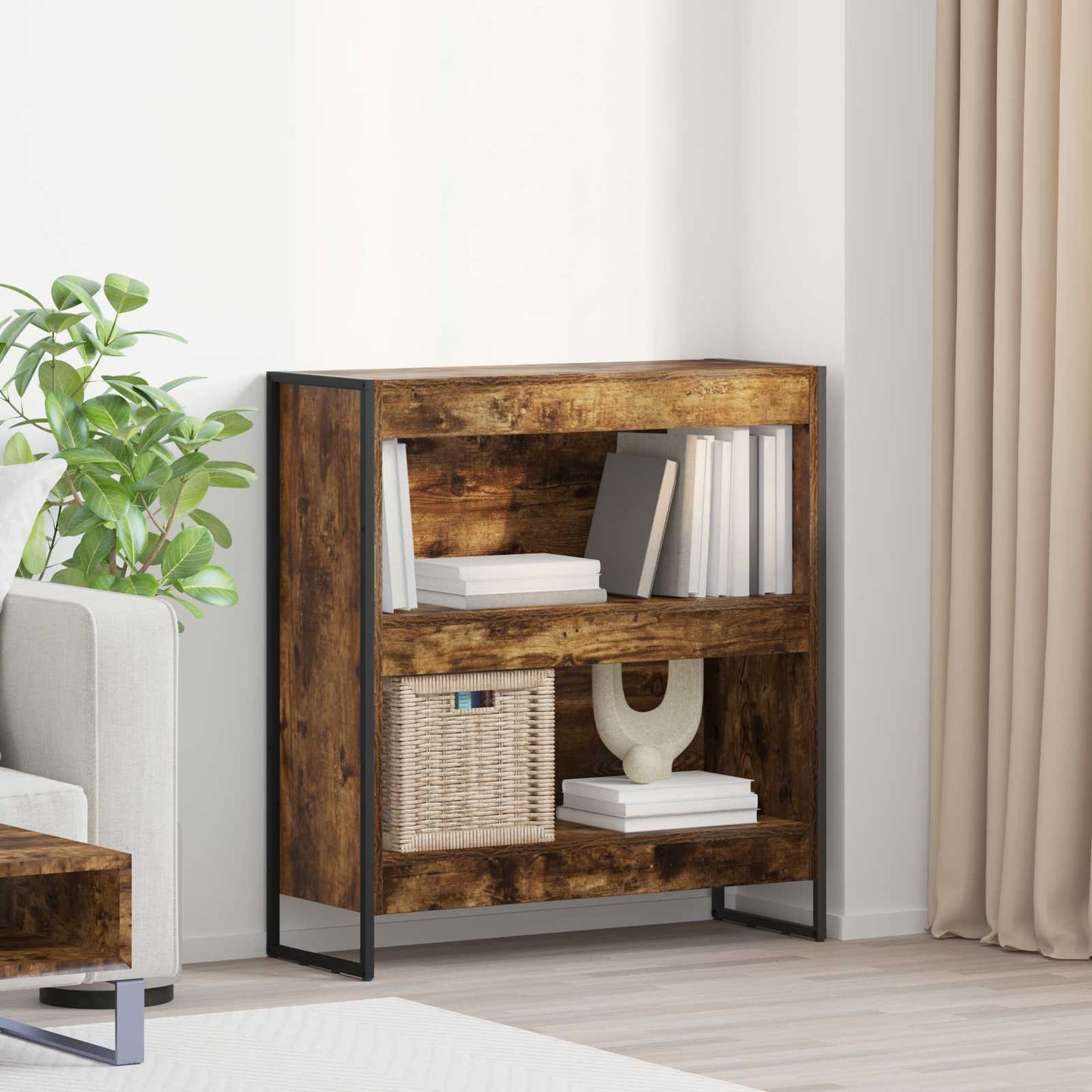 Book Cabinet Smoke Oak 80 x 30 x 86.5 cm Engineered Wood