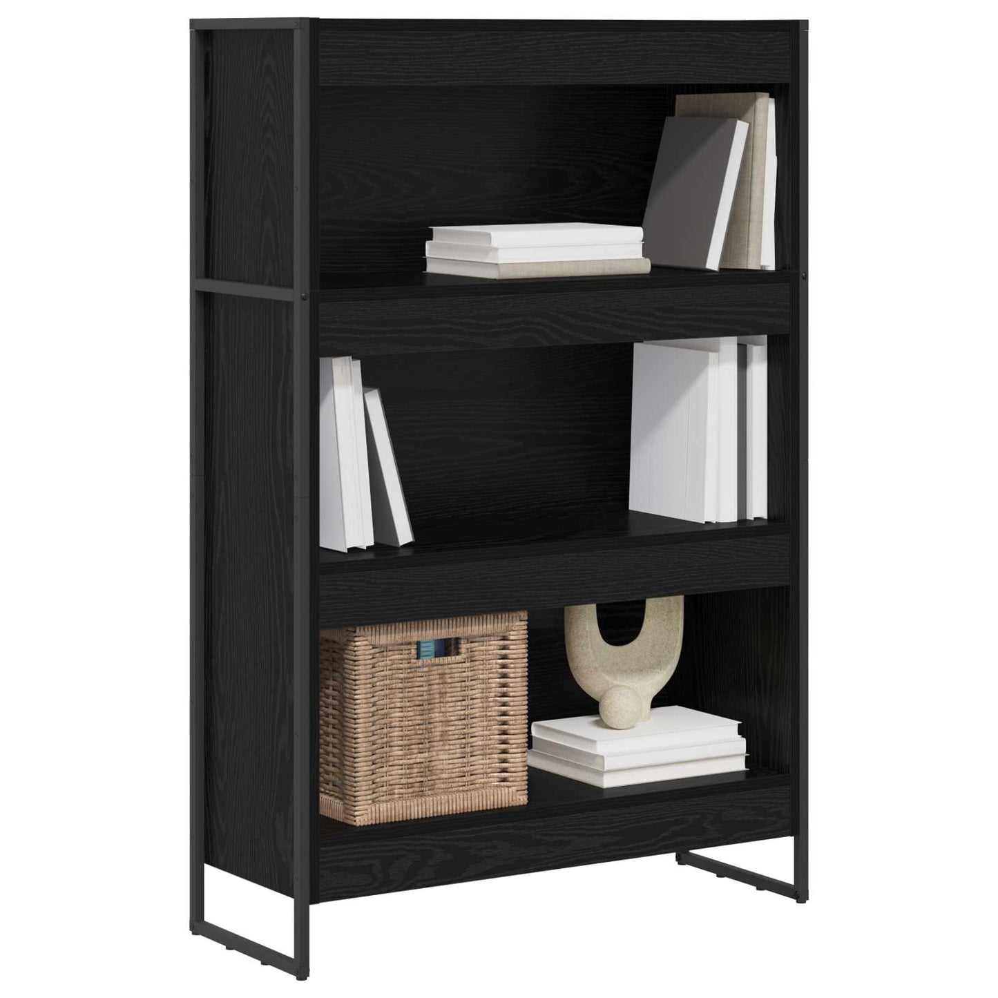 Book Cabinet Black Oak 80 x 30 x 121 cm Engineered Wood