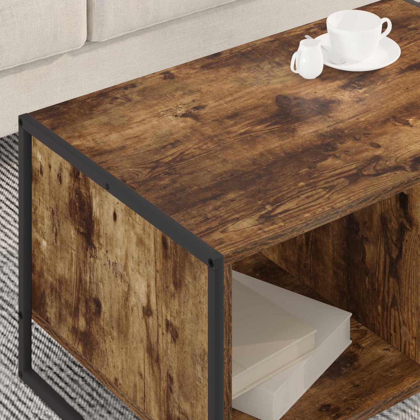 Coffee Table Smoke Oak 80 x 50 x 40 cm Engineered Wood