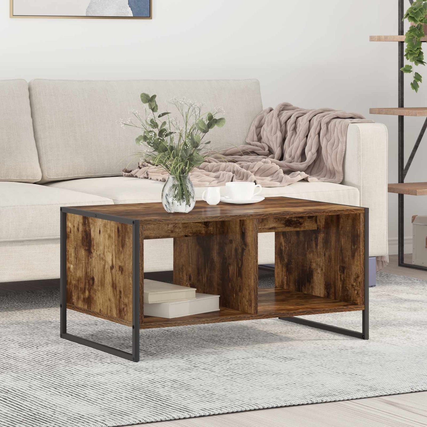 Coffee Table Smoke Oak 80 x 50 x 40 cm Engineered Wood