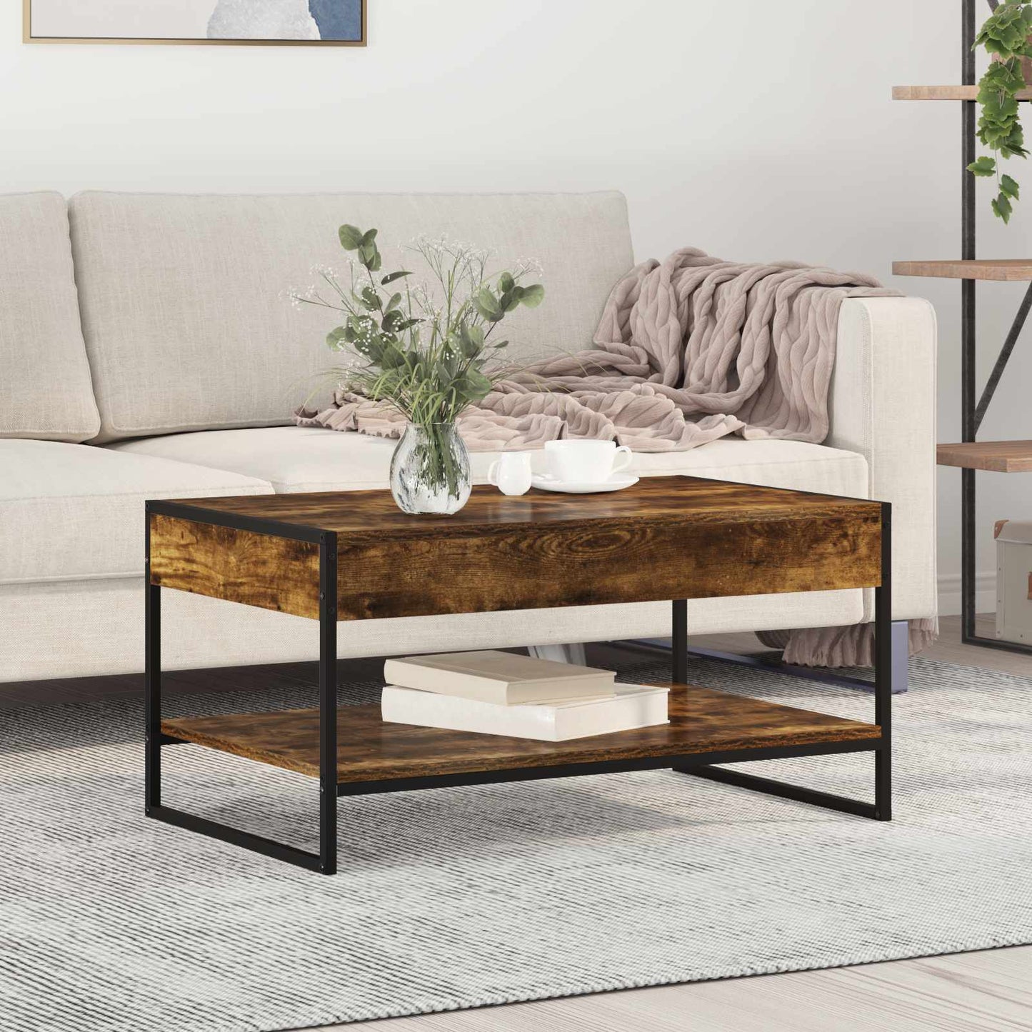 Coffee Table Smoke Oak 80 x 50 x 40 cm Engineered Wood