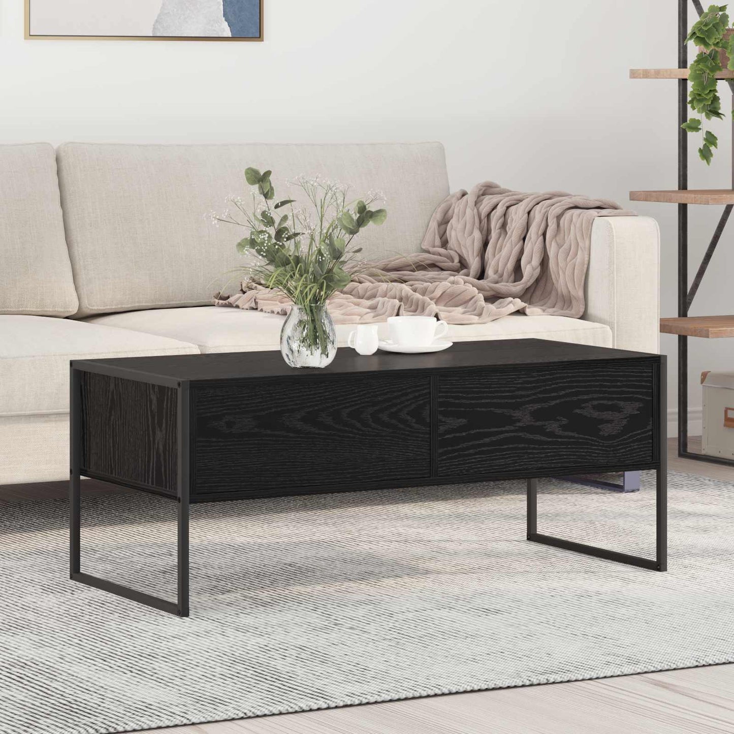 Coffee Table Black Oak 100 x 46 x 40 cm Engineered Wood