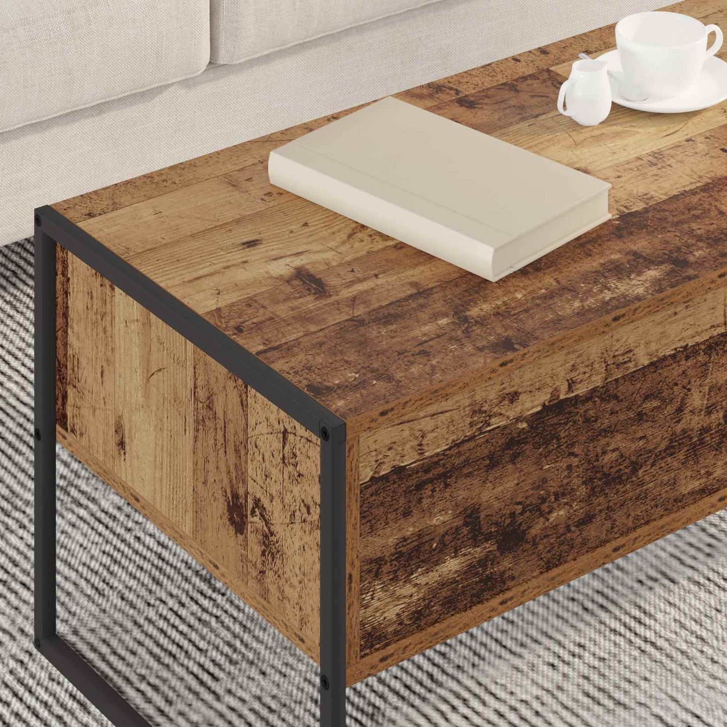 Coffee Table Old Wood 100 x 46 x 40 cm Engineered Wood