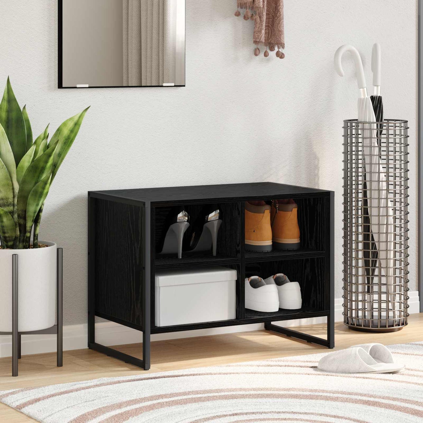 Shoe Cabinet Black Oak 60 x 35 x 44 cm Engineered Wood