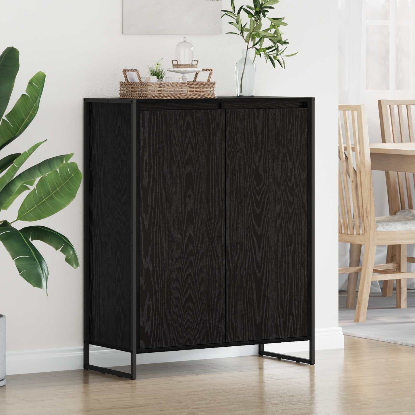 Shoe Cabinet Black Oak 79 x 36 x 100 cm Engineered Wood