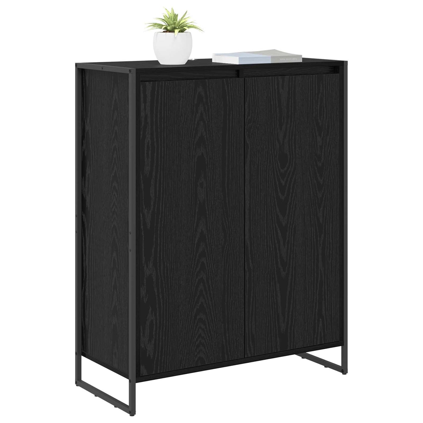 Shoe Cabinet Black Oak 79 x 36 x 100 cm Engineered Wood