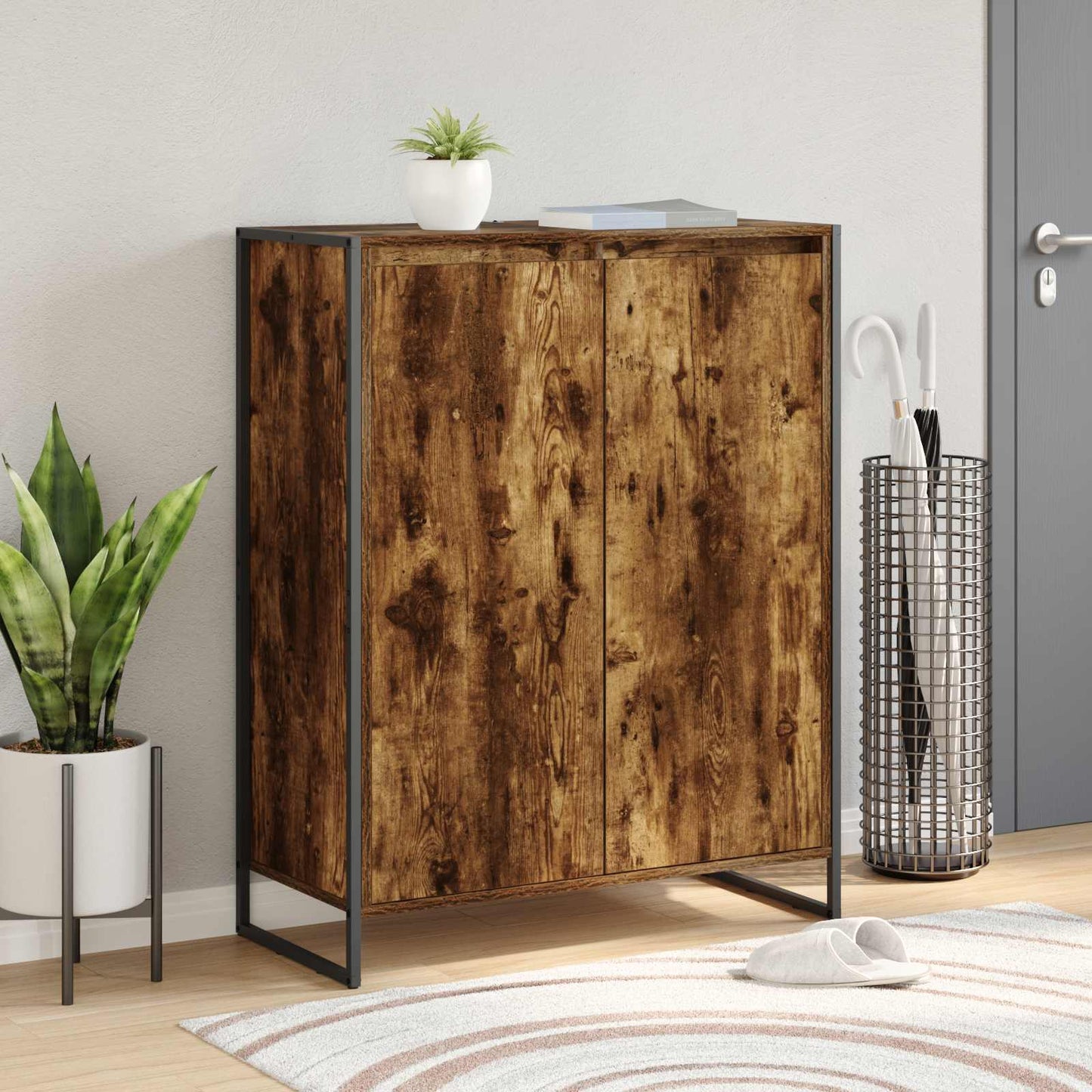 Shoe Cabinet Smoke Oak 79 x 36 x 100 cm Engineered Wood