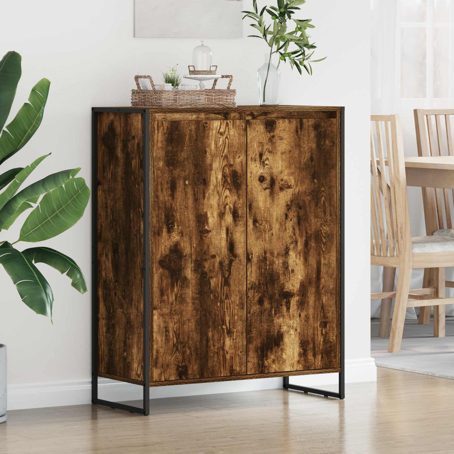 Shoe Cabinet Smoke Oak 79 x 36 x 100 cm Engineered Wood