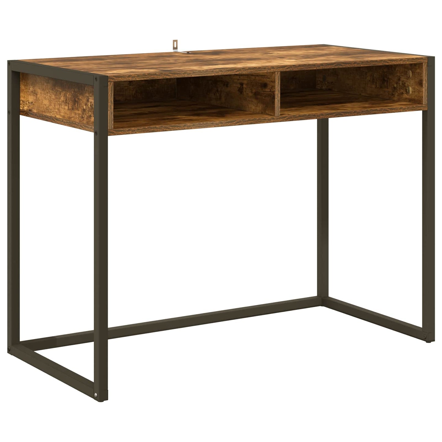 Desk with Storage Smoke Oak 100 x 50 x 75 cm Engineered Wood