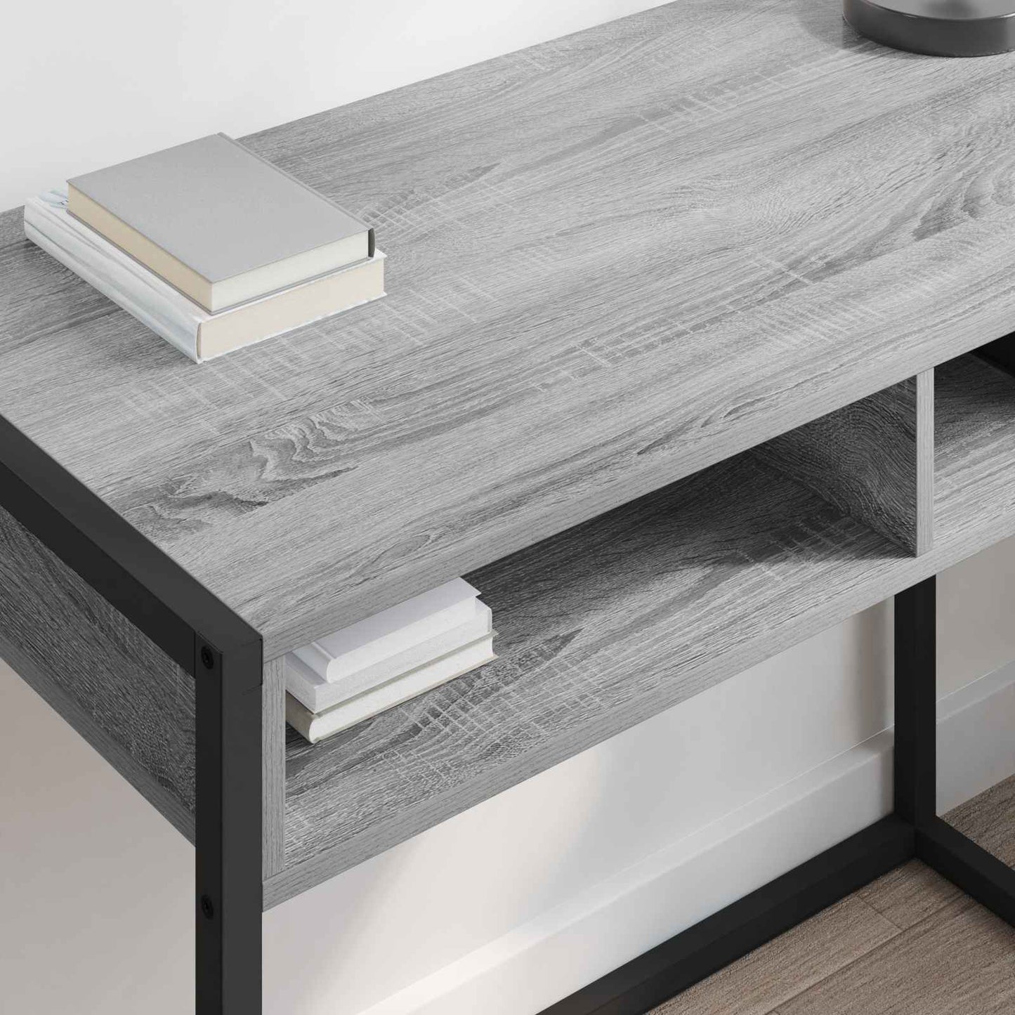 Desk with Storage Grey Sonoma 100 x 50 x 75 cm Engineered Wood