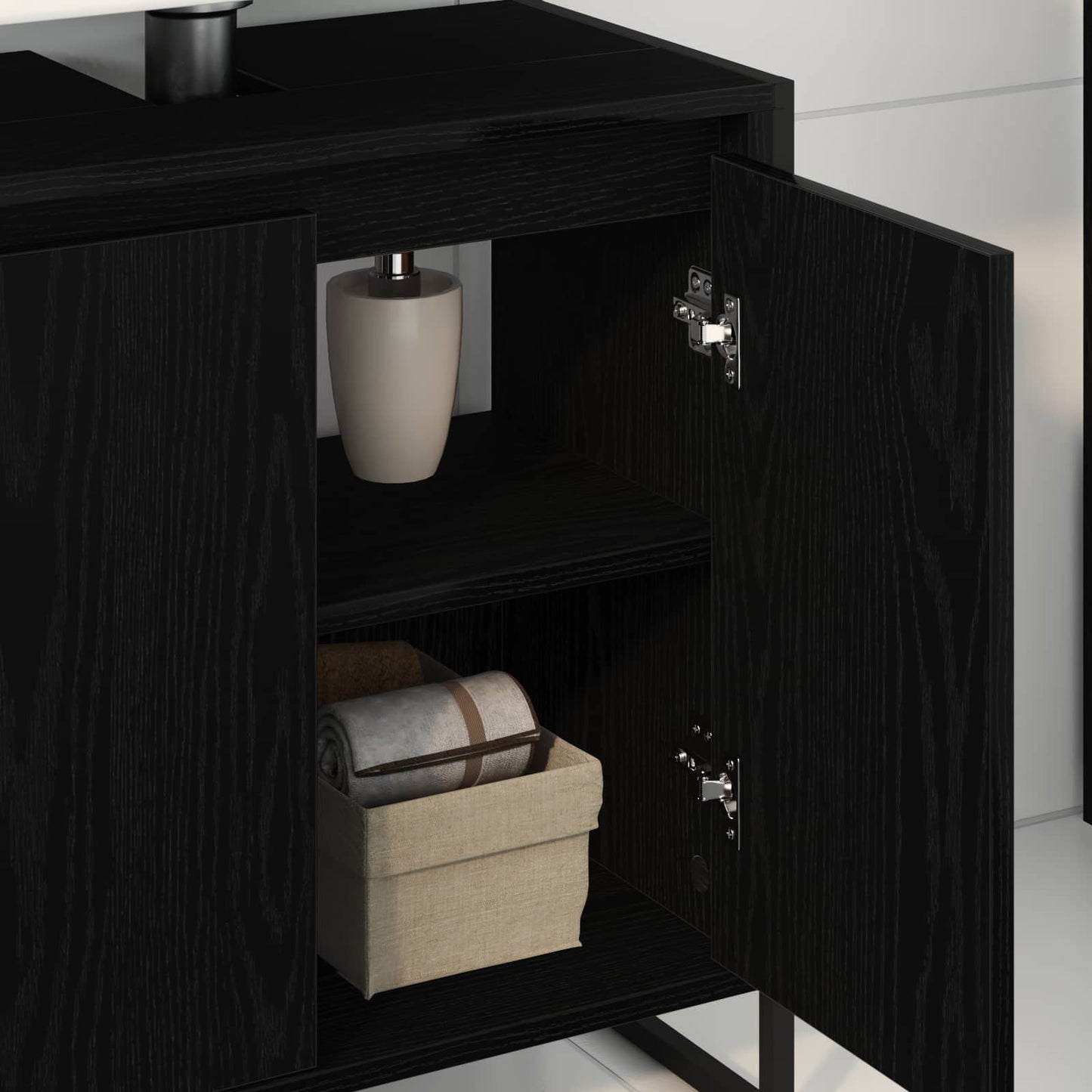 Bathroom Cabinet Black Oak 60 x 30 x 60 cm Engineered Wood